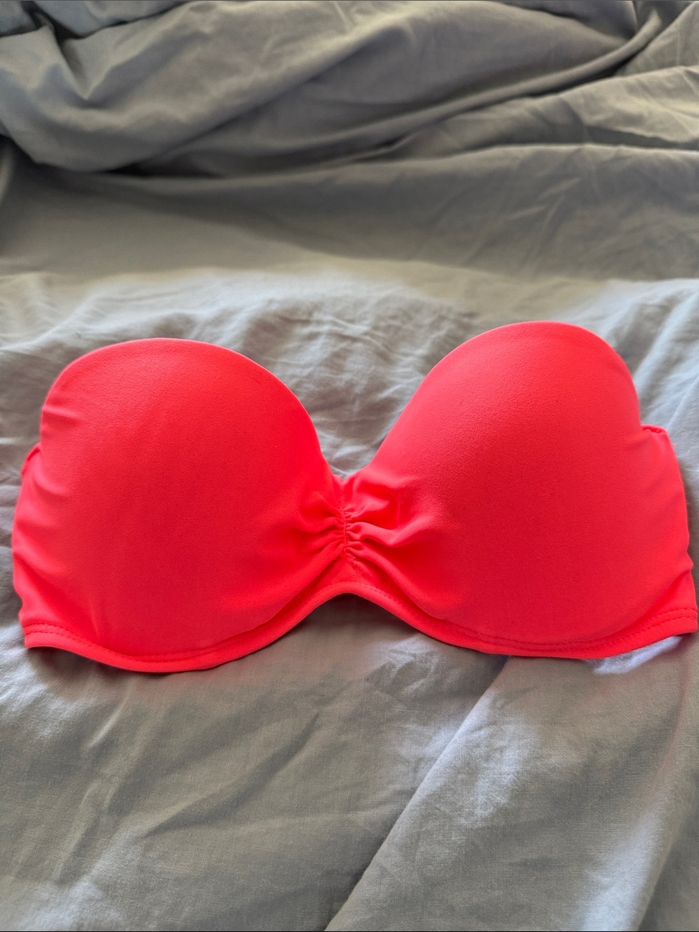 Xhilaration Neon Coral Bandeau Swim Top